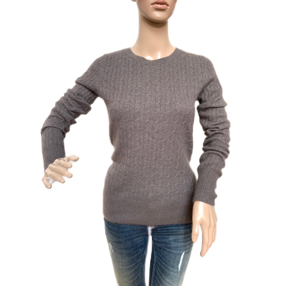 Aphorism Anthropologie grey angora cable knit sweater, M